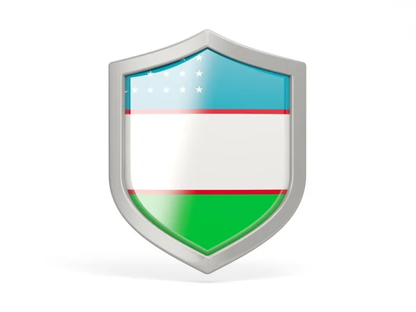 Icono de escudo con bandera de Uzbekistán —  Fotos de Stock