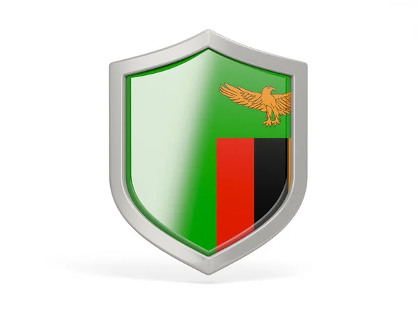 与赞比亚国旗盾牌图标 — 图库照片