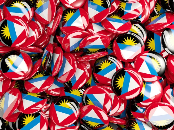 Background with round pins with flag of antigua and barbuda — Stock Photo, Image