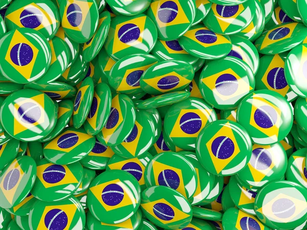 ブラジルの国旗とラウンドピンを背景 — ストック写真