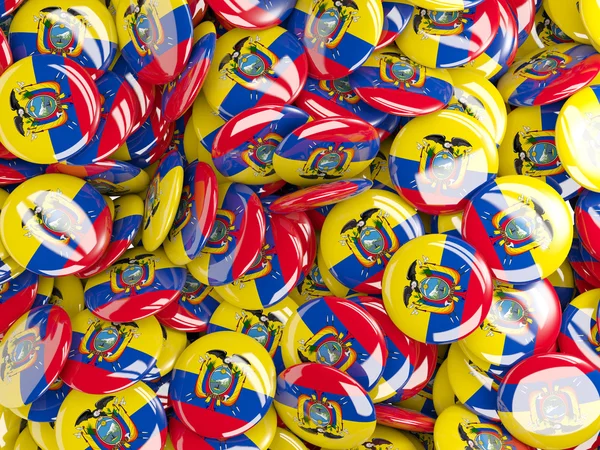 Hintergrund mit runden Anstecknadeln mit Flagge Ecuadors — Stockfoto