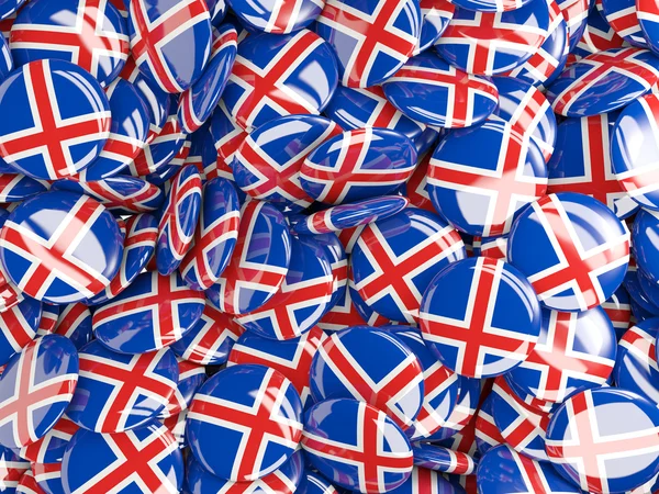 Fondo con alfileres redondos con bandera de iceland — Foto de Stock