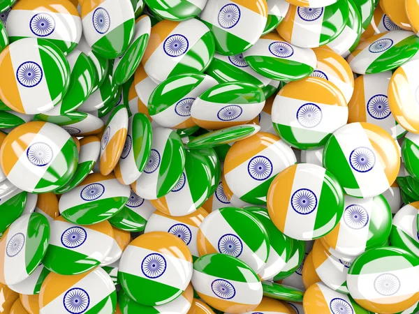 Achtergrond met ronde pinnen met vlag van india — Stockfoto