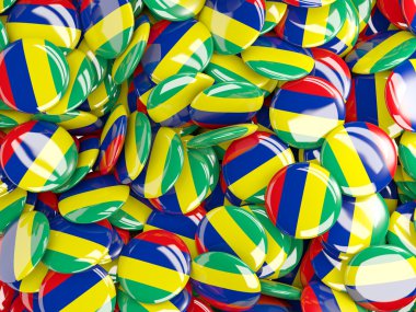 Mauritius bayrağı ile yuvarlak iğne ile arka plan