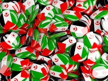 Arka plan Batı Sahra bayrağı ile yuvarlak iğne ile