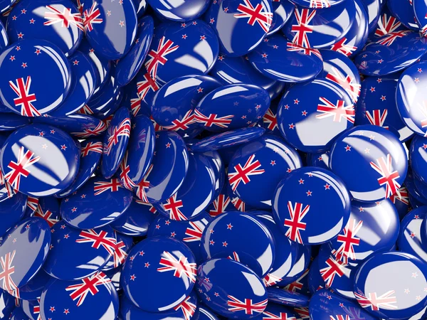 Background with round pins with flag of new zealand — Stock Photo, Image