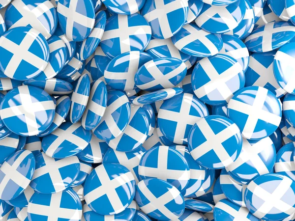 Background with round pins with flag of scotland — Stock Photo, Image