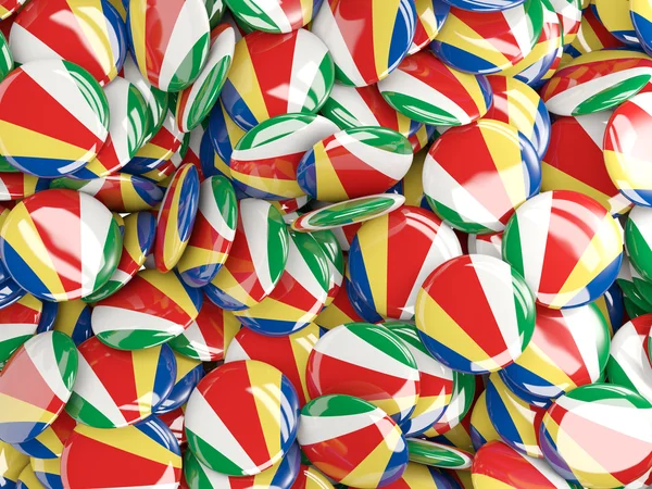 Background with round pins with flag of seychelles — Stock Photo, Image