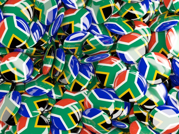 Arrière-plan avec broches rondes avec drapeau d'Afrique du Sud — Photo