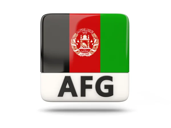 Négyzet alakú ikon a Afganisztán zászlaja — Stock Fotó