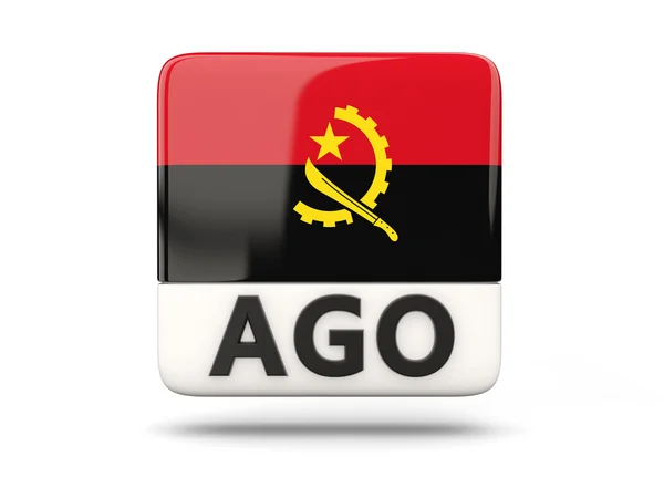 Fyrkantiga ikonen med flagga Angolas — Stockfoto
