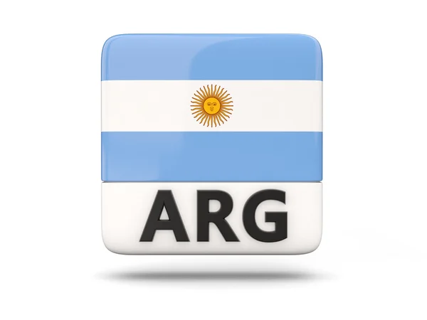 Ícone quadrado com bandeira de argentina — Fotografia de Stock