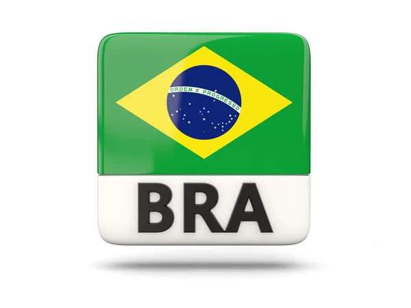 Τετράγωνο εικονίδιο με τη σημαία της Βραζιλίας — Φωτογραφία Αρχείου