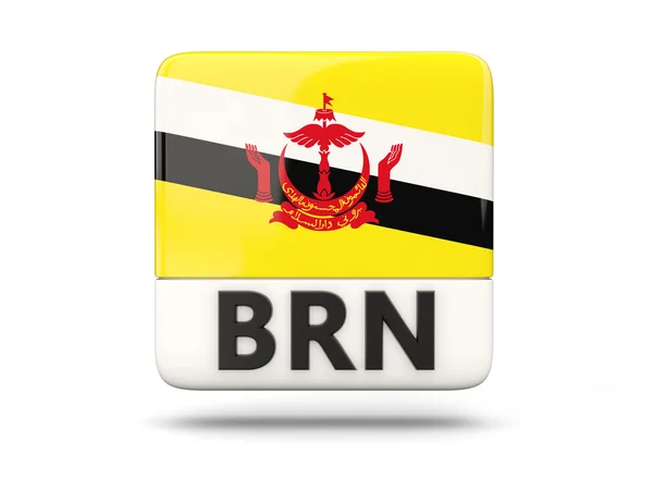Brunei bayrağı ile kare simgesi — Stok fotoğraf