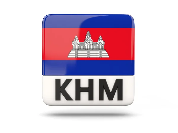 Ícone quadrado com bandeira de cambodia — Fotografia de Stock