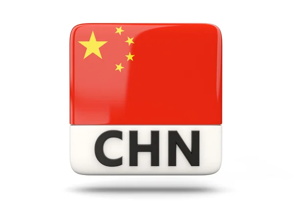 Čtvercová ikona s příznakem Číny — Stock fotografie