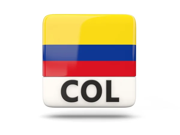 Τετράγωνο εικονίδιο με τη σημαία της Κολομβίας — Φωτογραφία Αρχείου