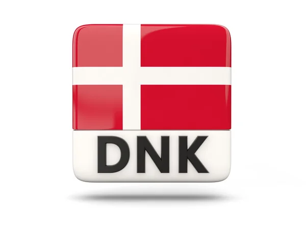 Fyrkantig ikon med flagga Danmark — Stockfoto