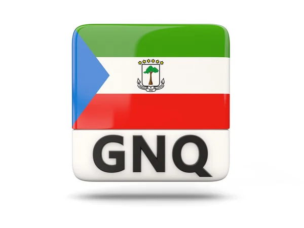 Квадратная икона с флагом Экваториальной Гвинеи — стоковое фото