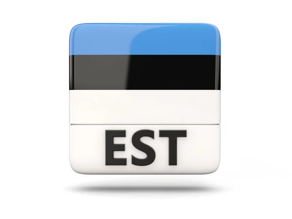 Icône carrée avec drapeau de l'Estonie — Photo