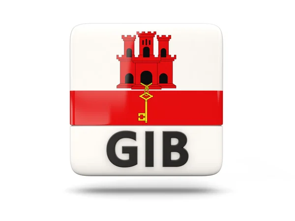 Ícone quadrado com bandeira de gibraltar — Fotografia de Stock