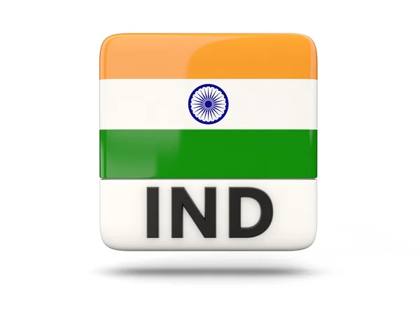 Icona quadrata con bandiera dell'India — Foto Stock