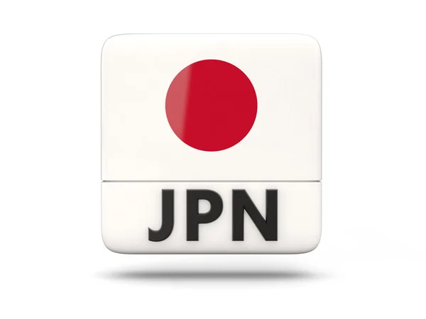 Icoana pătrată cu steagul Japoniei — Fotografie, imagine de stoc