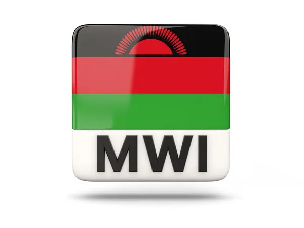 Icône carrée avec drapeau de malawi — Photo