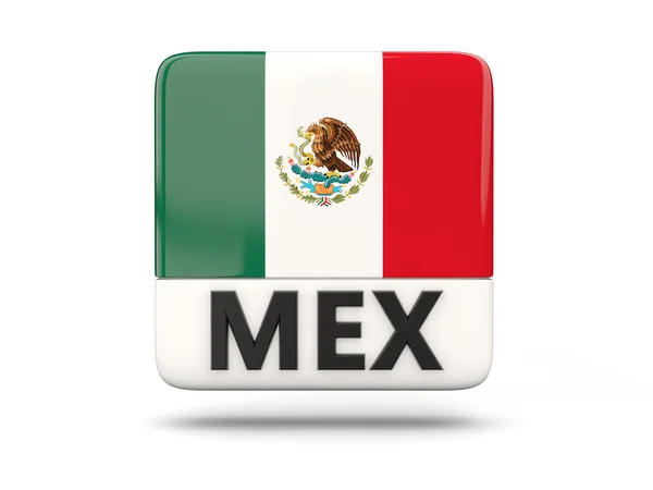 Čtvercová ikona s vlajka Mexika — Stock fotografie