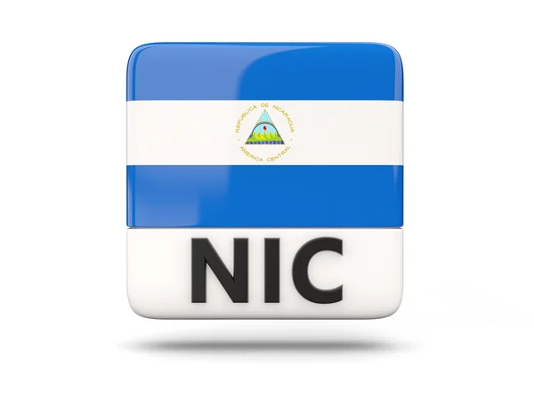 Ícone quadrado com bandeira de nicarágua — Fotografia de Stock