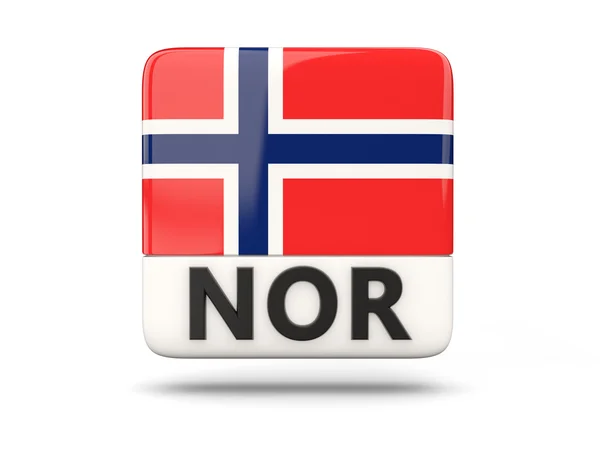 Ícone quadrado com bandeira de norway — Fotografia de Stock