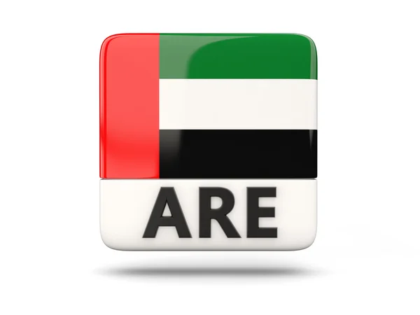Ícone quadrado com bandeira de emirados árabes unidos — Fotografia de Stock