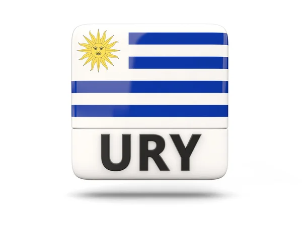 Négyzet alakú ikon a uruguay zászlaja — Stock Fotó