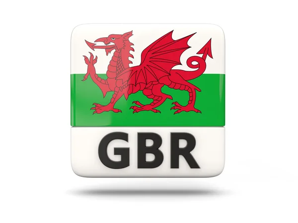 Иконка квадрата с флагом Уэльса — стоковое фото