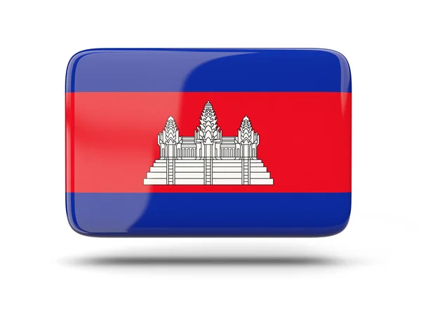 Ícone quadrado com bandeira de cambodia — Fotografia de Stock