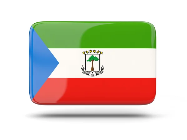 Čtvercová ikona s Vlajka Rovníkové Guiney — Stock fotografie