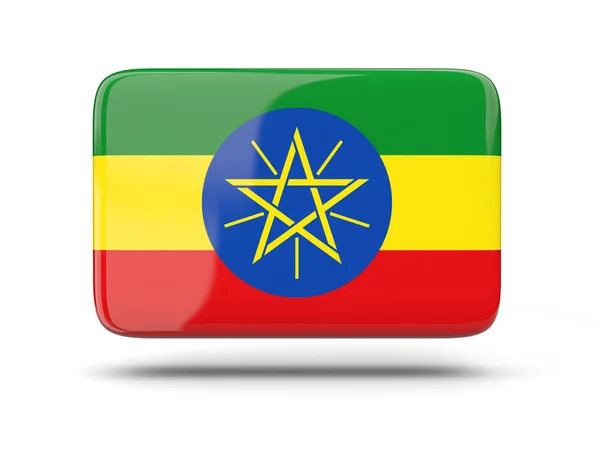 Квадратная икона с флагом Эфиопии — стоковое фото