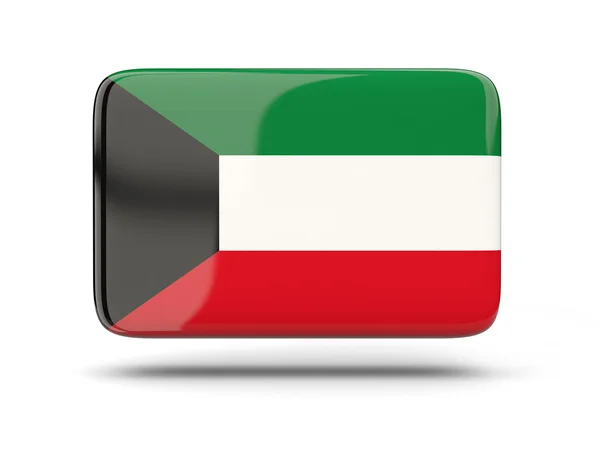 Ícone quadrado com bandeira do kuwait — Fotografia de Stock