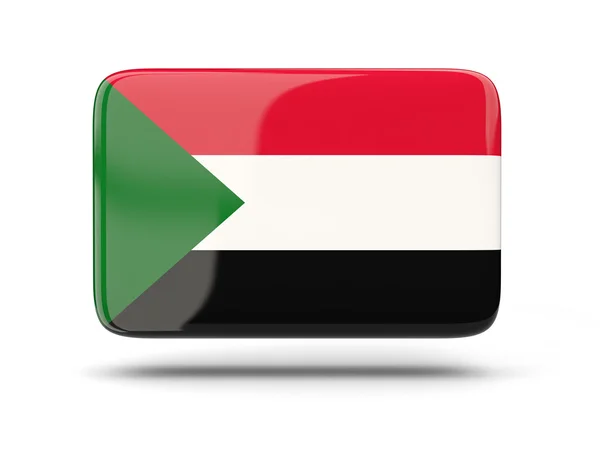 Ícone quadrado com bandeira de sudan — Fotografia de Stock
