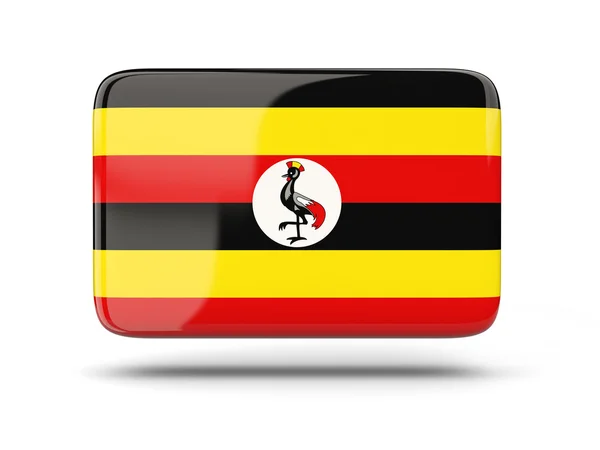 Ícone quadrado com a bandeira de Uganda — Fotografia de Stock