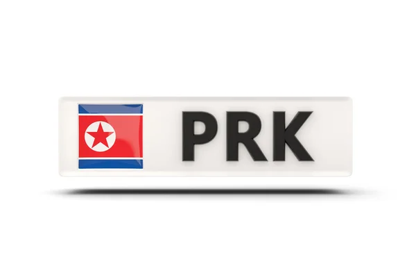 Icono cuadrado con bandera de Corea del Norte — Foto de Stock