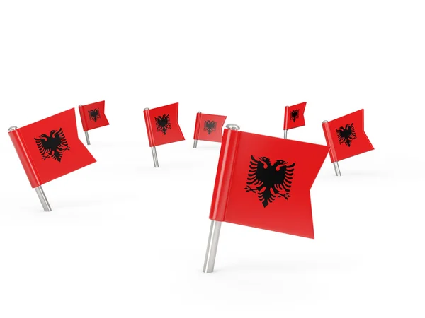 Square pins with flag of albania — Stock Photo, Image