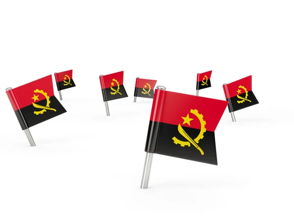 Angola bayrağı ile kare pimleri — Stok fotoğraf