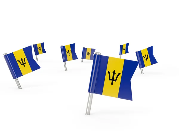 Čtvercové sloupky s vlajkou Barbadosu — Stock fotografie