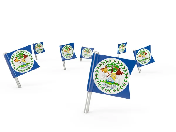 Alfileres cuadrados con bandera de Belice —  Fotos de Stock