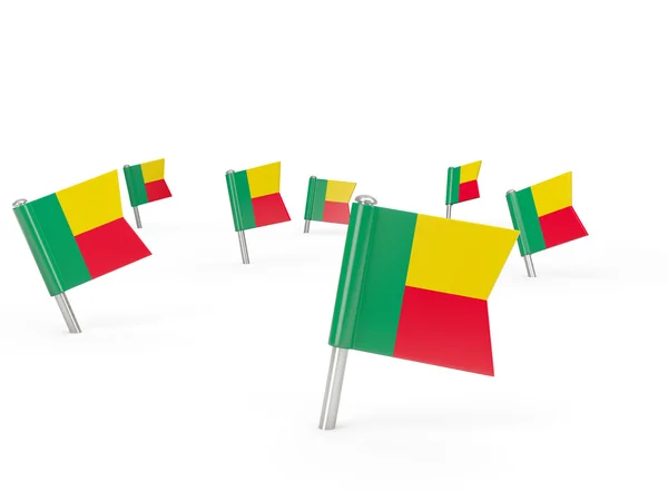 Kwadratowy kołki z flaga Beninu — Zdjęcie stockowe