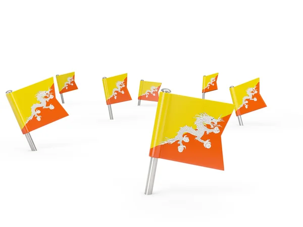 Square pins with flag of bhutan — Stock Photo, Image