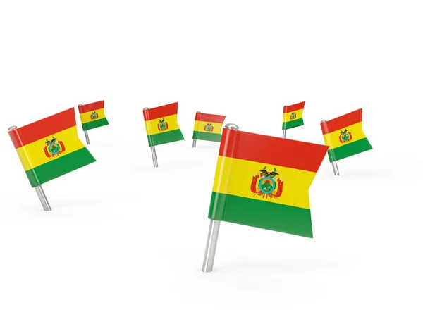 Fyrkantig pins med flagga i bolivia — Stockfoto