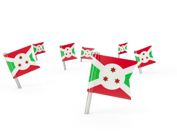 Alfileres cuadrados con bandera de burundi —  Fotos de Stock