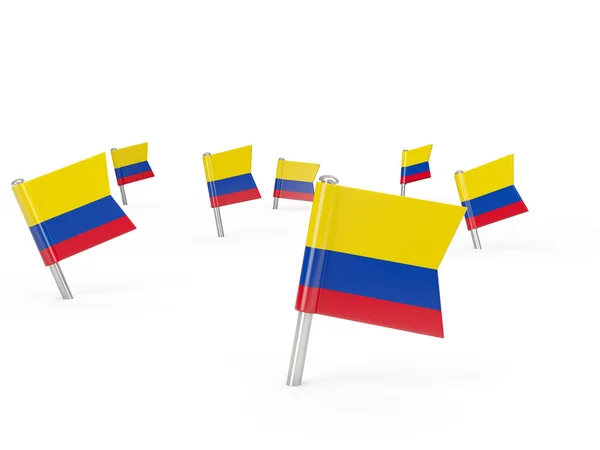 Square pins with flag of colombia — Stock Photo, Image